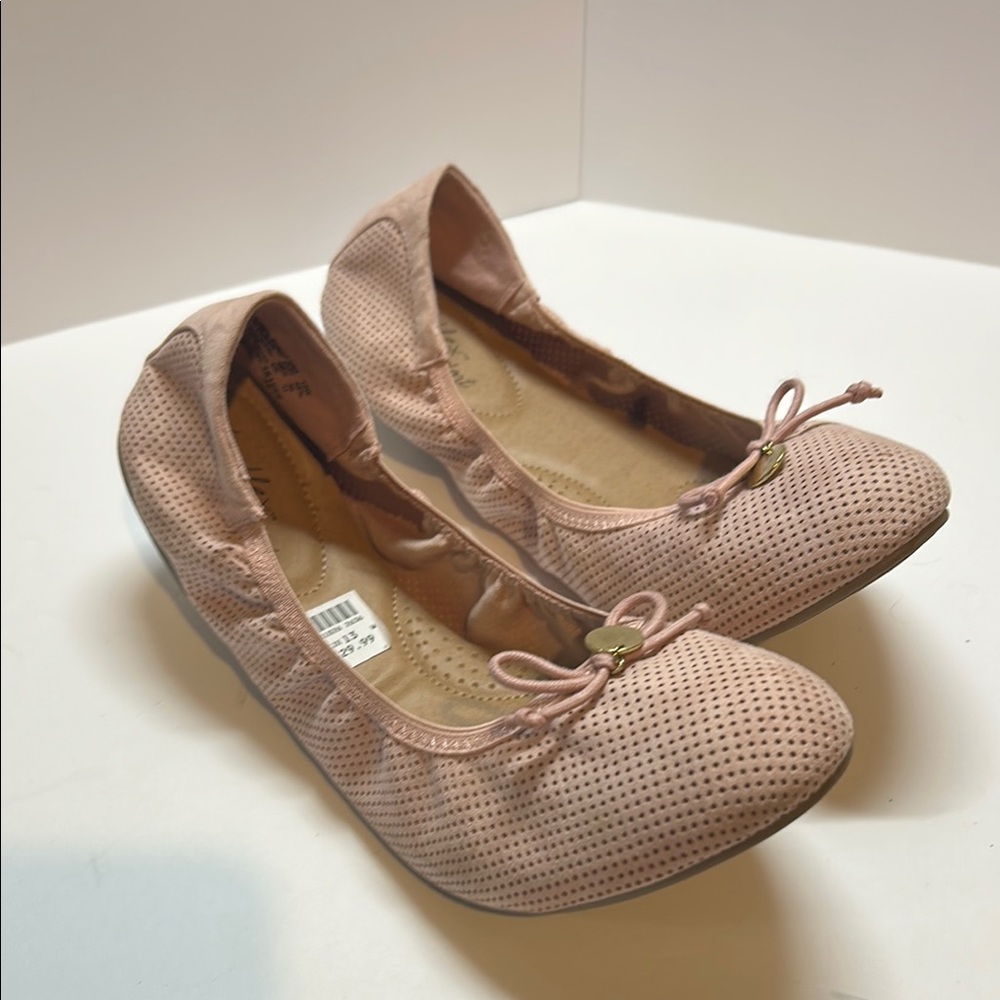 dexflex comfort Blush Pink Perforated Ballet Flats with Bow 13W